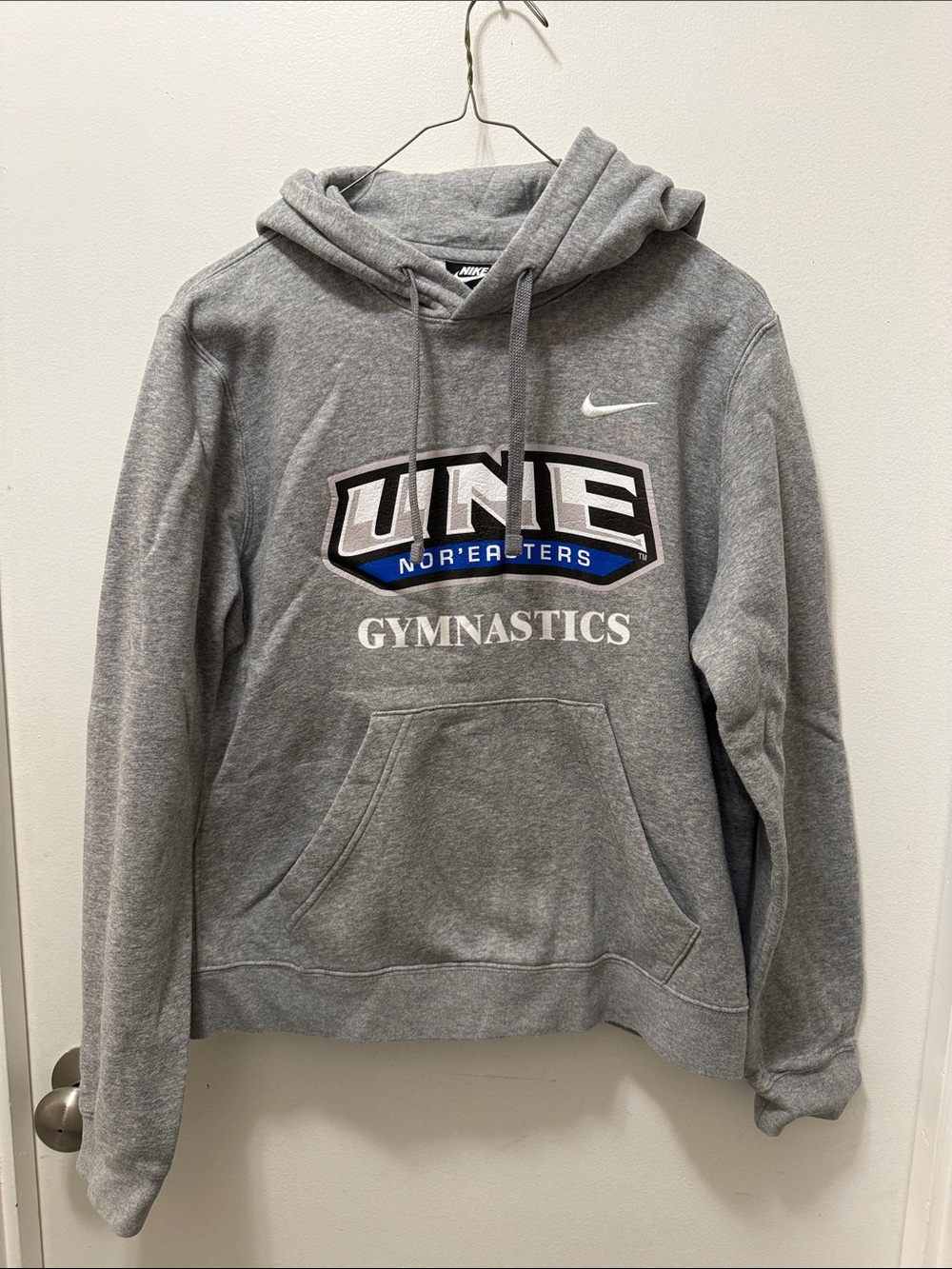 Nike Gray UNE Nor'easters Gymnastics Hoodie with Blue Accent